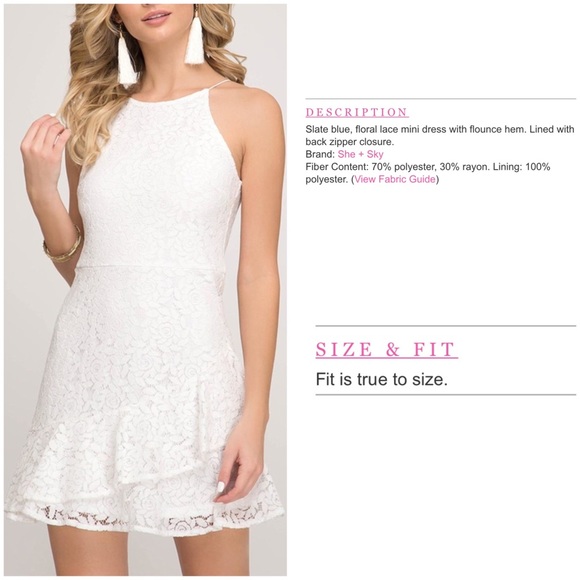 She & Sky Lace Ruffle White Tank Mini Dress - Picture 10 of 11